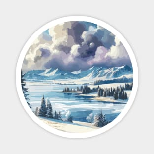 Winter River Winter Landscape Magnet